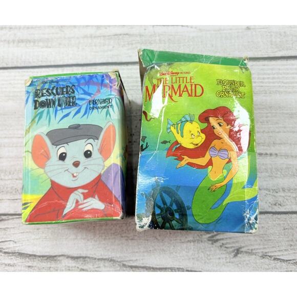 Vintage 89'/90’ Disney McDonalds Plush Flounder Bernard Christmas Ornaments - Picture 3 of 9